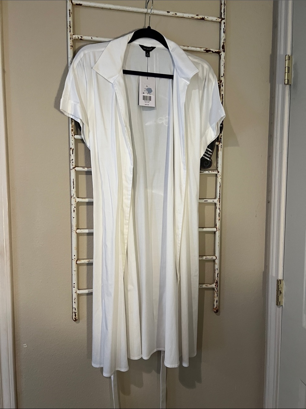 The Limited White Short Sleeve Open Duster Dress